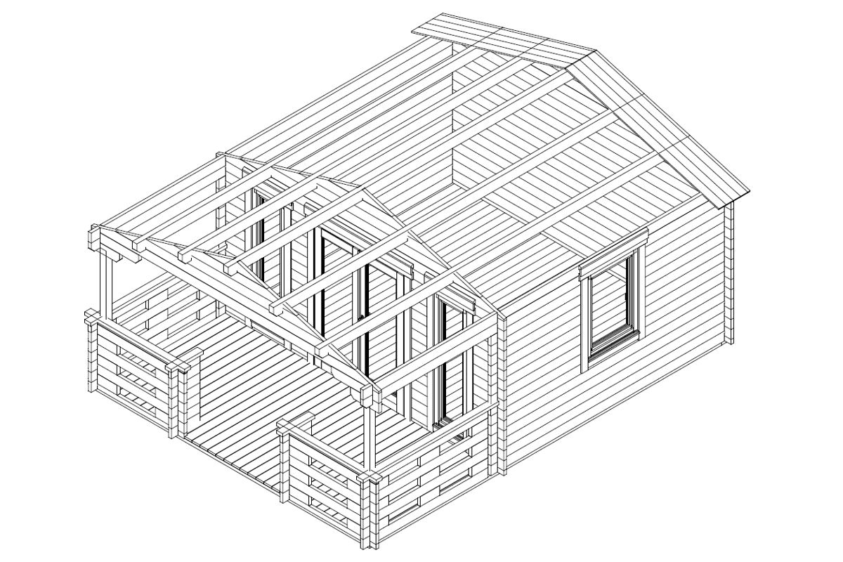 Vierasmaja “Henry” 15m² / 6 x 4 m / 44mm | G0103 Vierasmaja 15m² / 6 x 4 m / 44mm