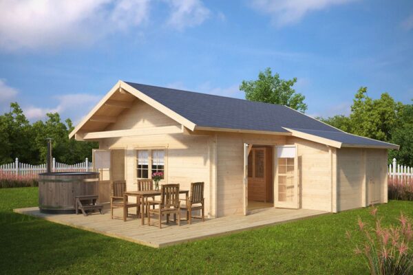 Hirsimökki parvella 42m² / 7 x 7 m / 70mm