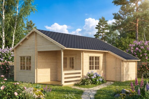 Kesämökki varastolla 35m² / 7 x 8 m / 58mm