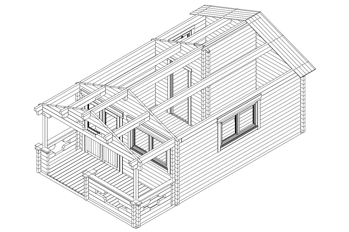 Pihasauna terassilla “Mika” 19m² / 4 x 7 m / 70mm | G0110