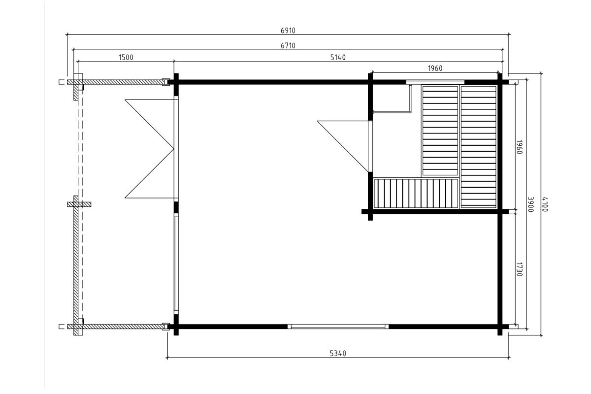 Pihasauna terassilla “Mika” 19m² / 4 x 7 m / 70mm | G0110 Pihasauna terassilla 19m² / 4 x 7 m / 70mm