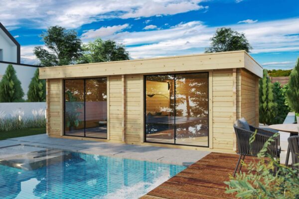Moderni piharakennus “Roberta” 22 m² | 7 × 4 m | 70 mm
